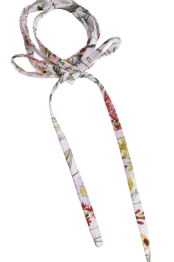 White Floral-patterned cotton tie