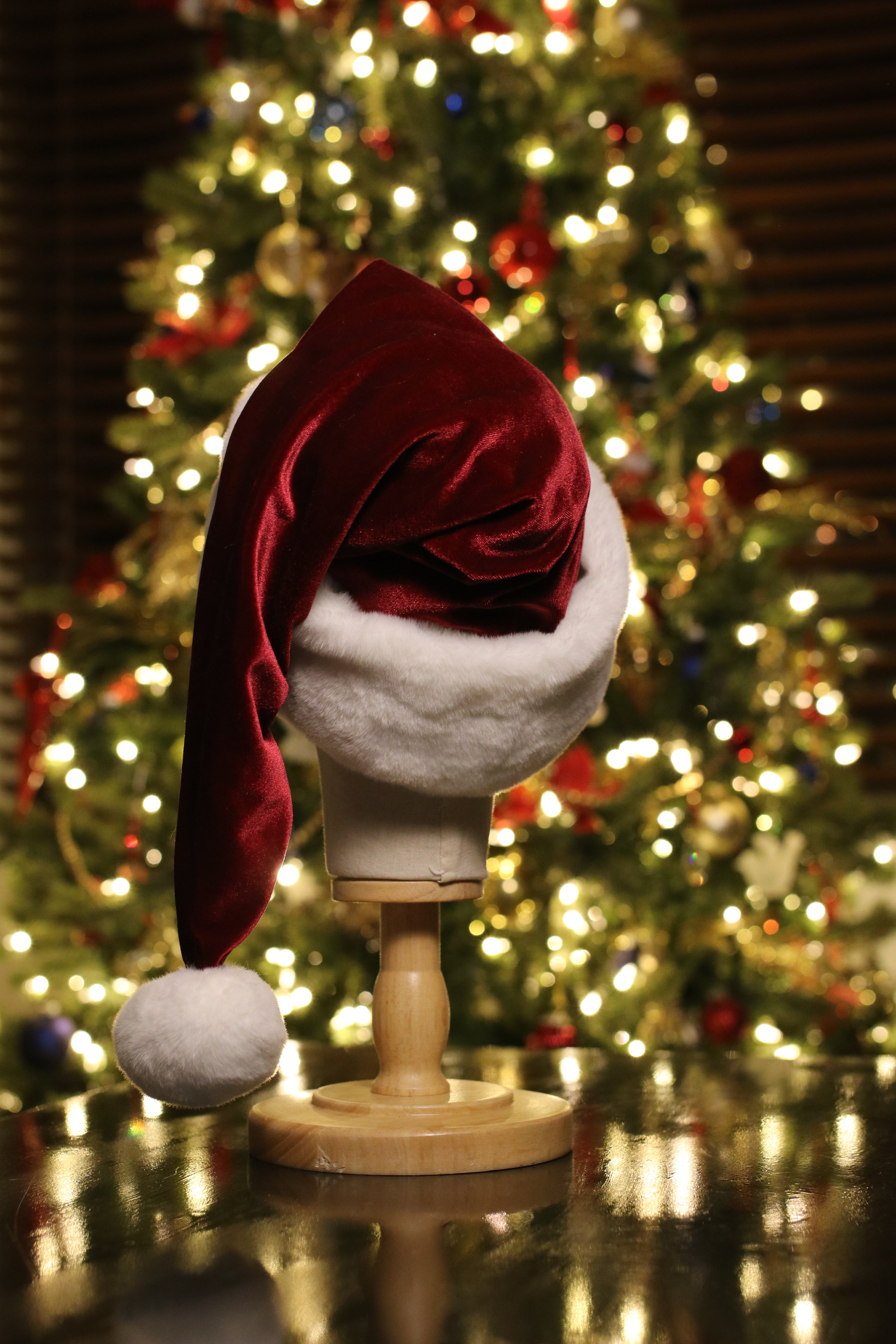 Burgundy velvet Santa hat