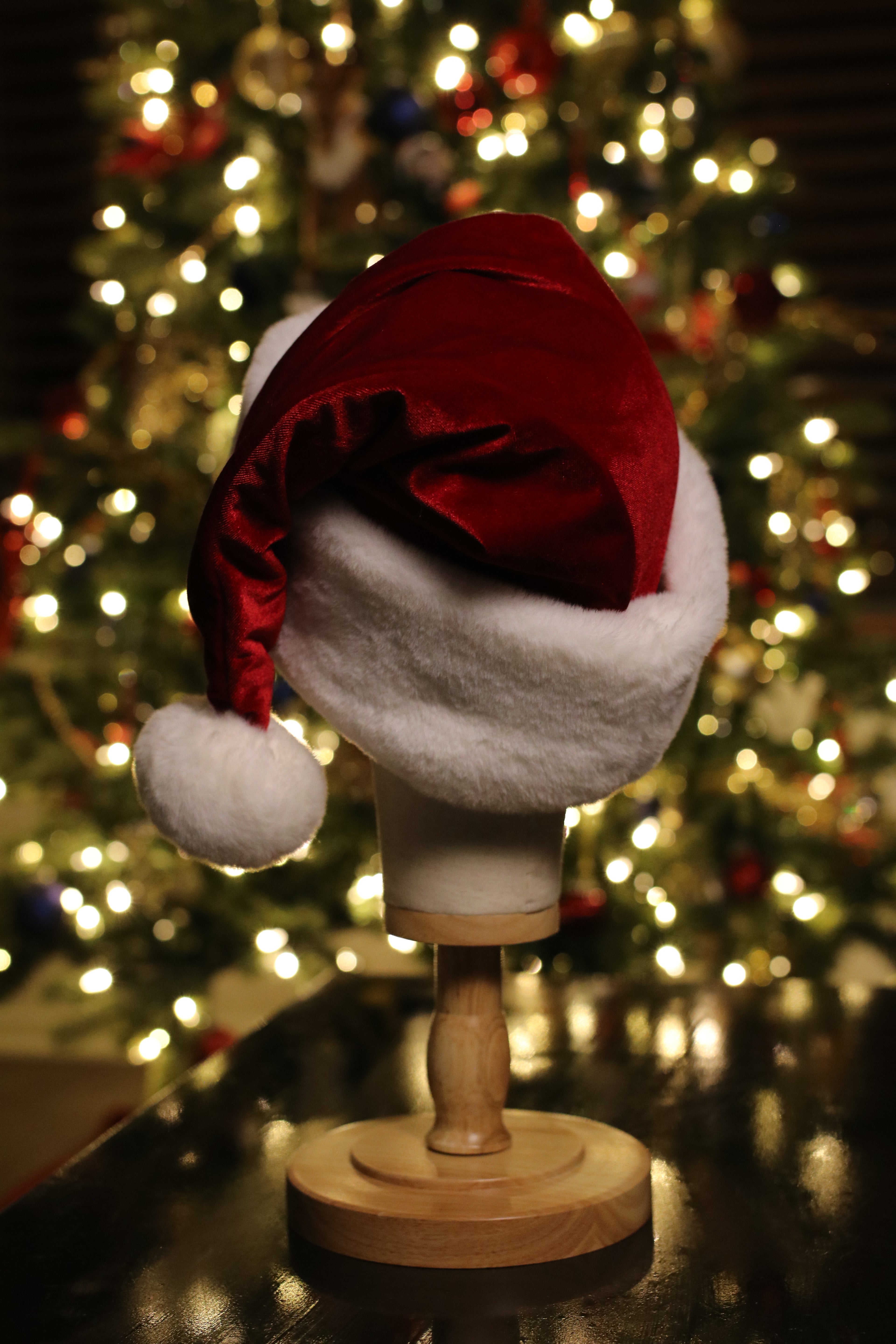 Classic red and white fur Santa hat