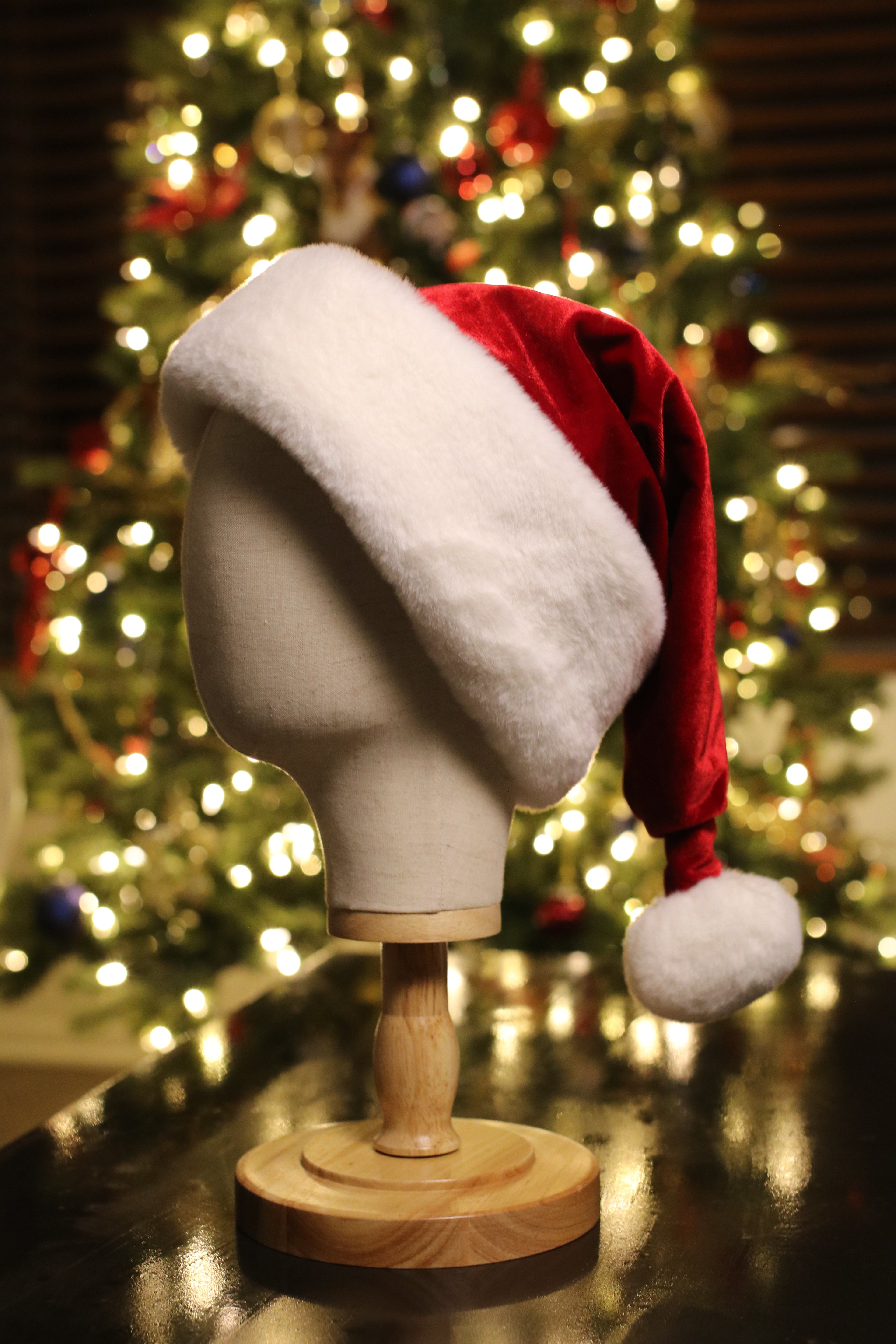 Classic red and white fur Santa hat