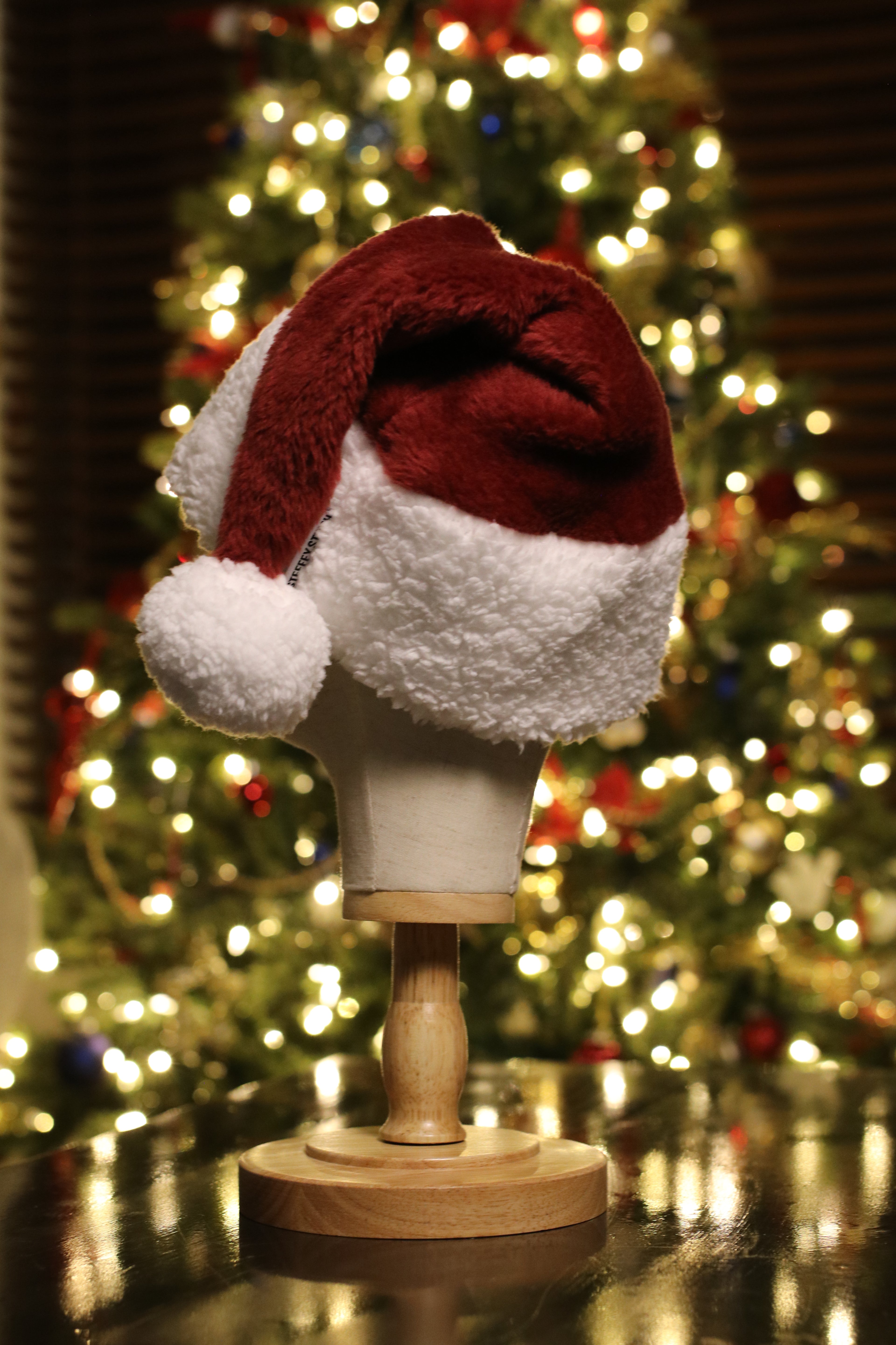 Ruby red fur fleece Santa hat