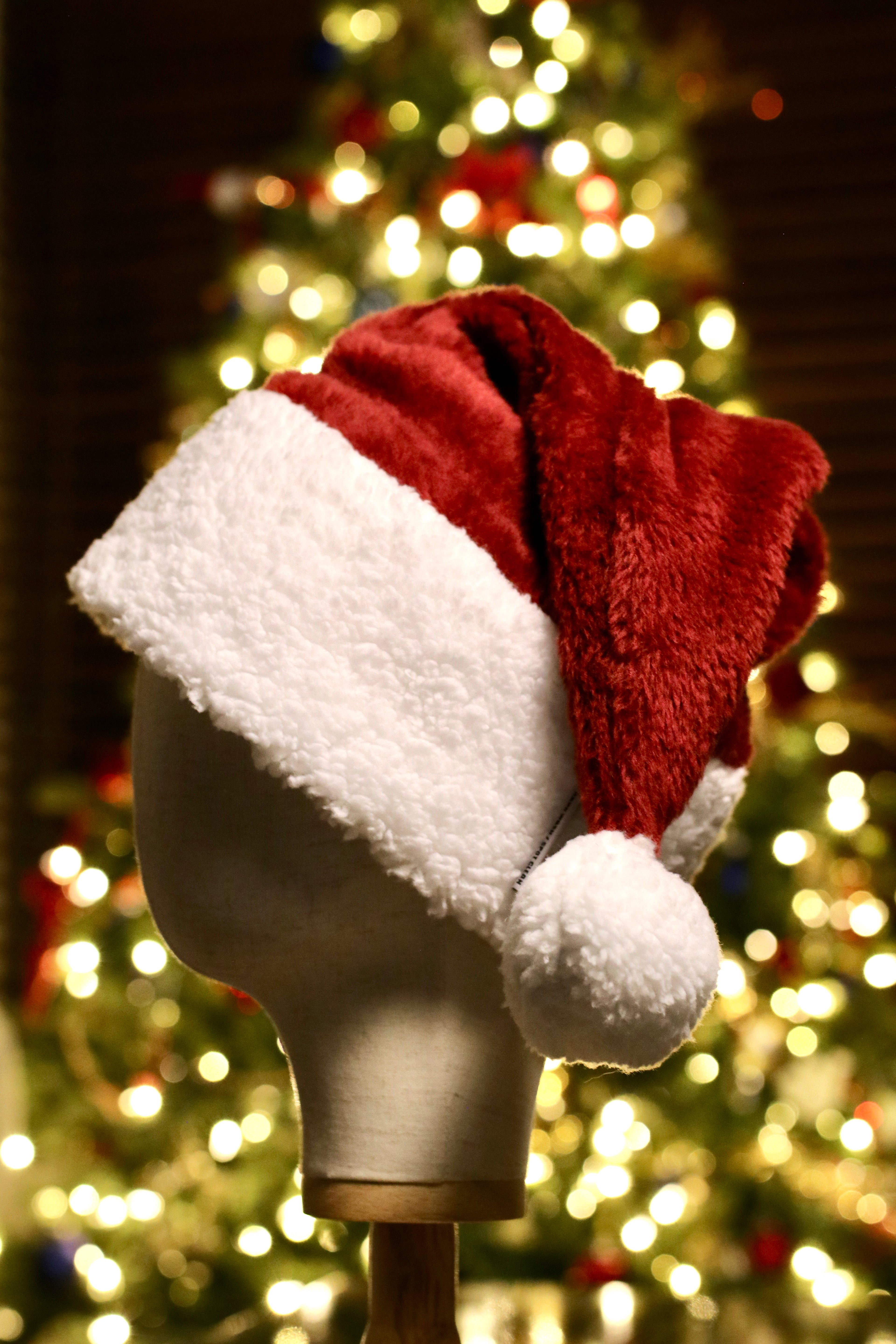 Ruby red fur fleece Santa hat