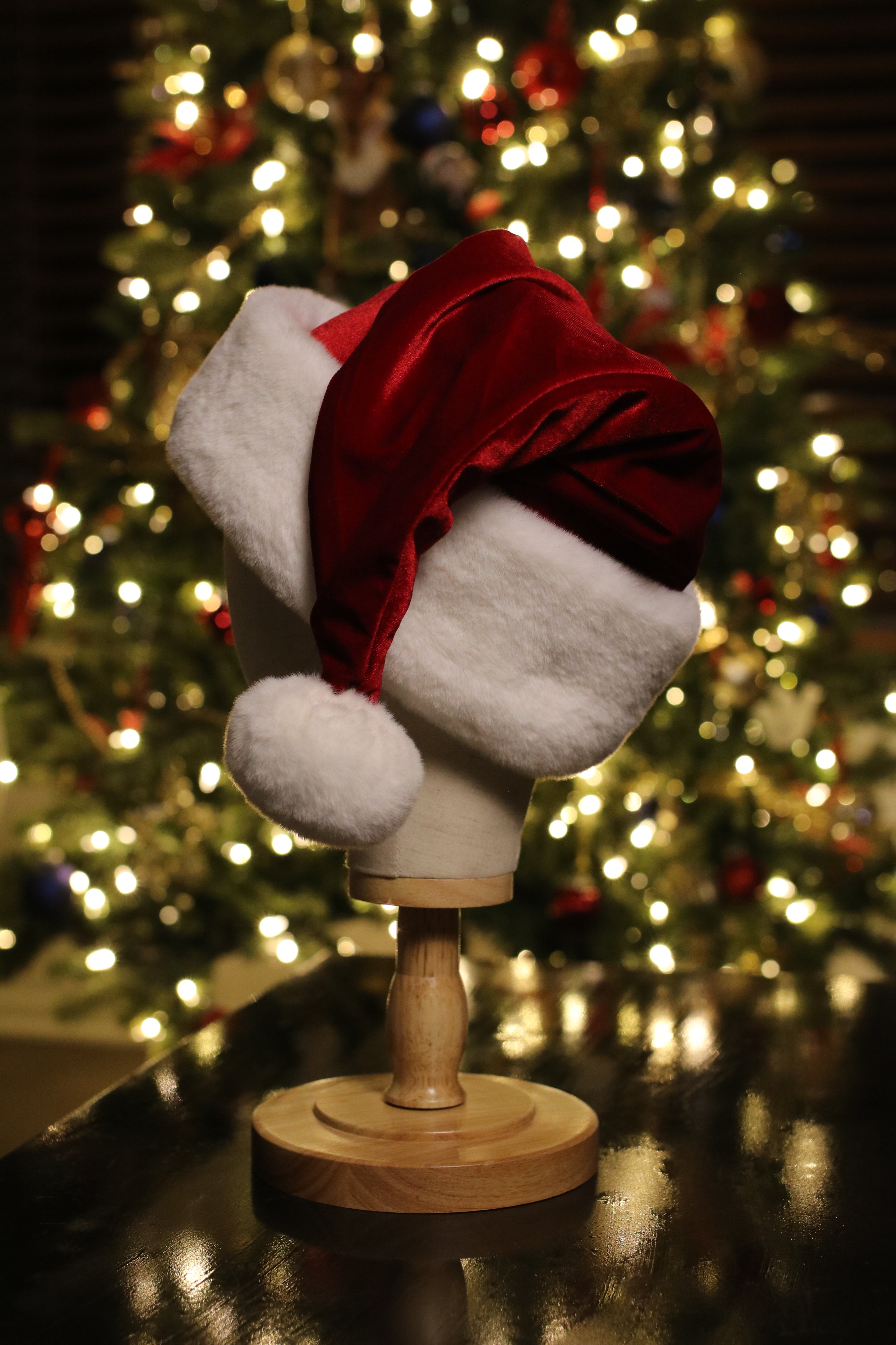 Classic red and white fur Santa hat
