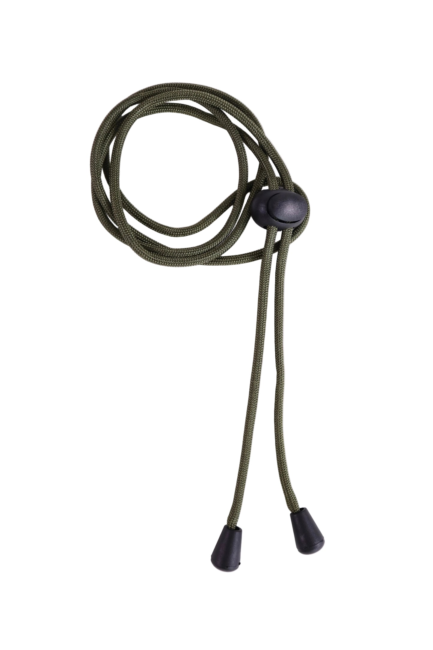 Green lanyard with black ends on a white background