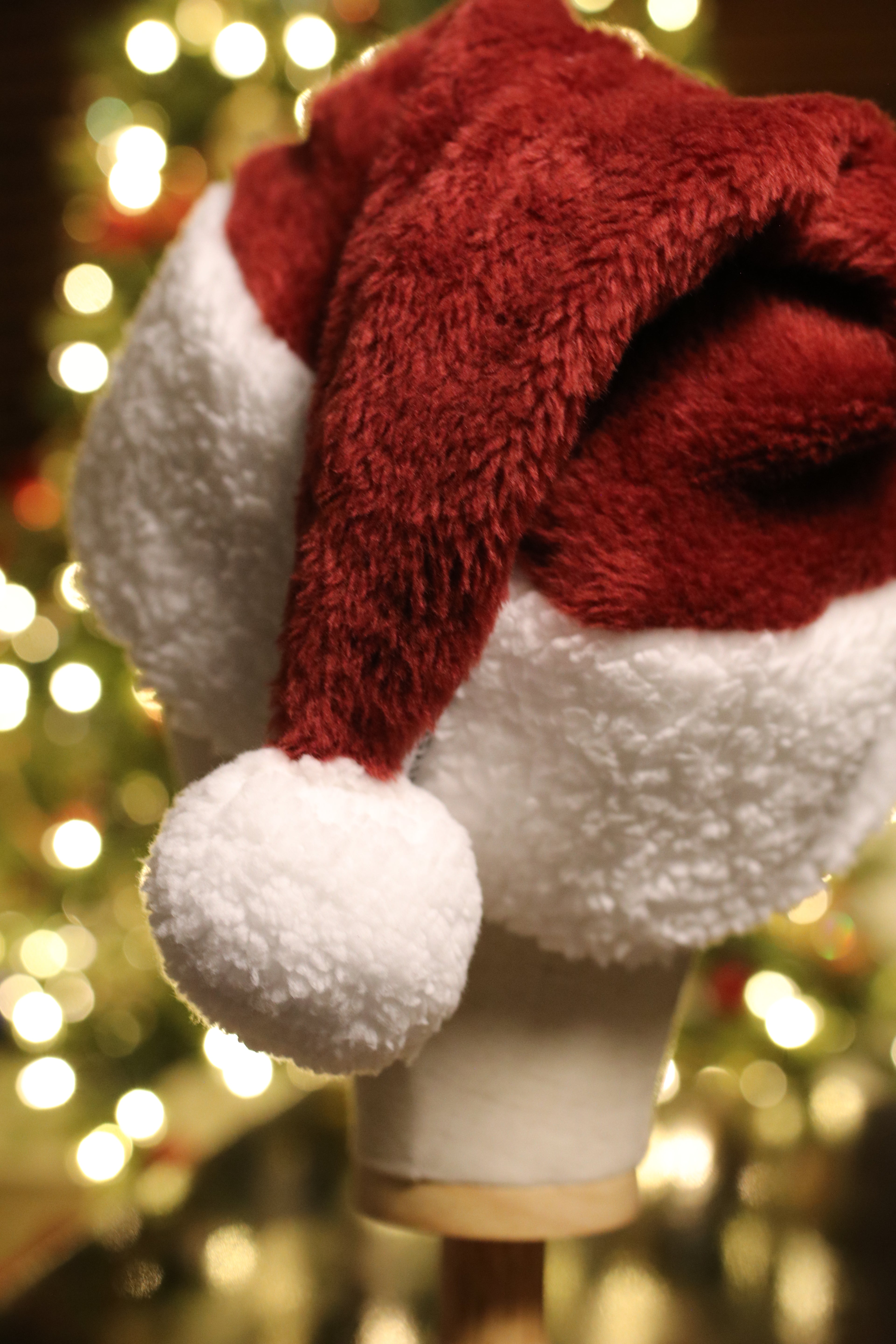 Ruby red fur fleece Santa hat