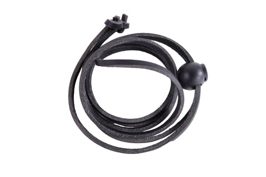 Black leather strap on a white background