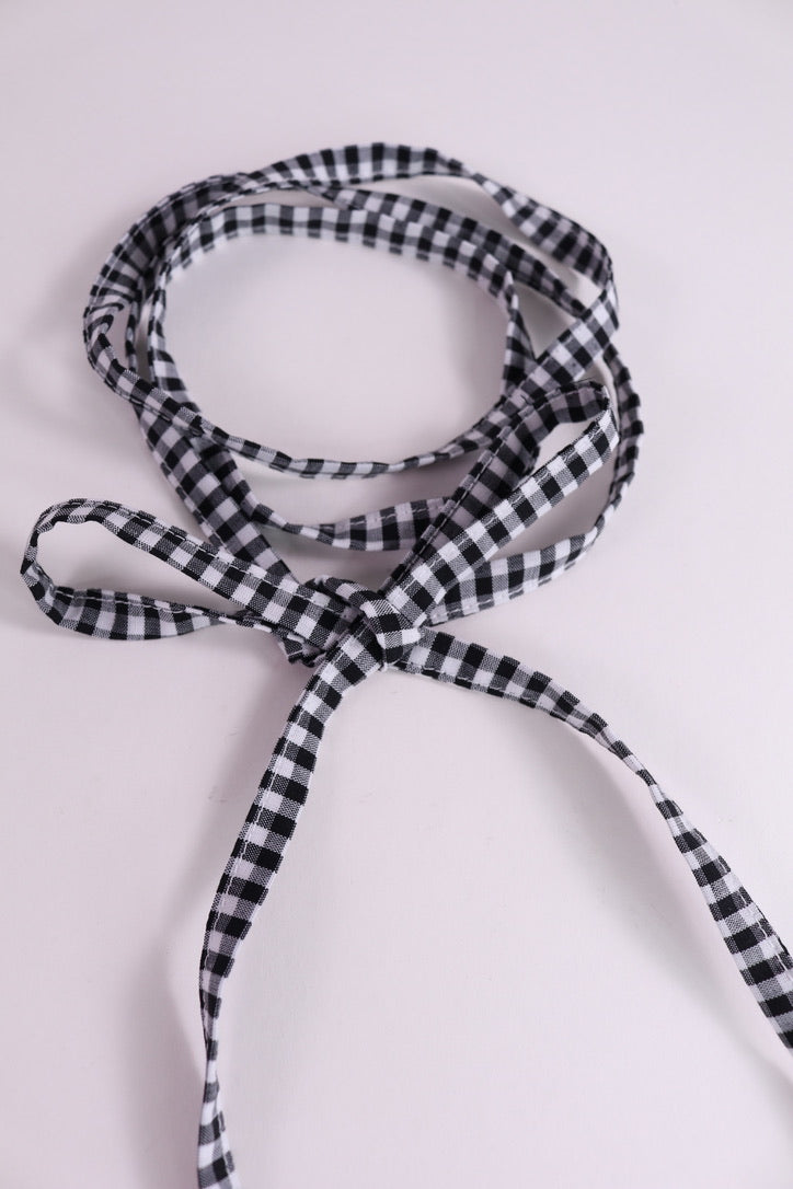 Black and white checkered cotton tie