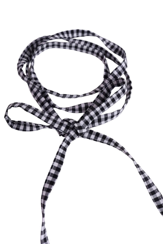 Black and white checkered cotton tie