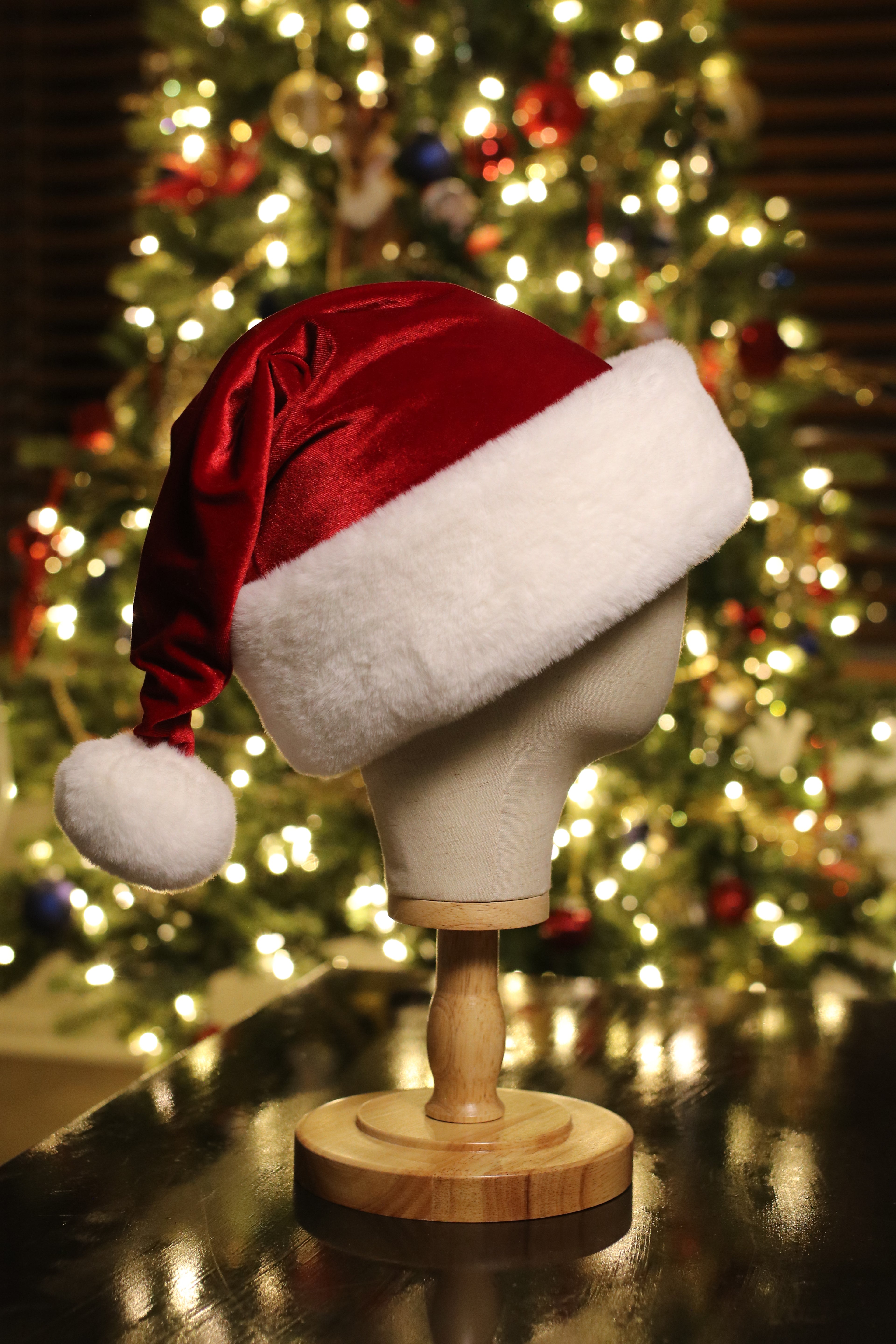 Classic red and white fur Santa hat