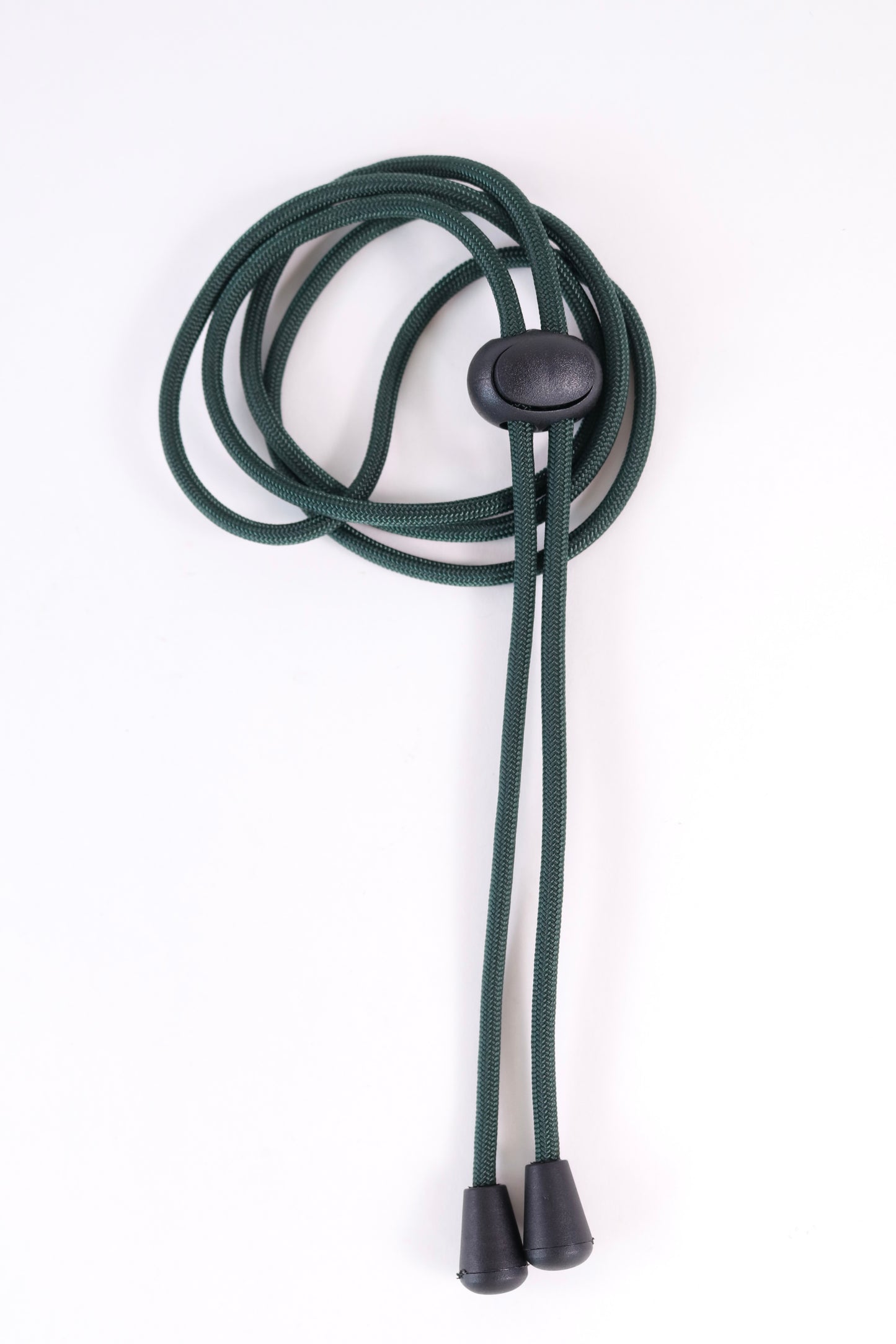 Green bolo tie with black结 on a white background