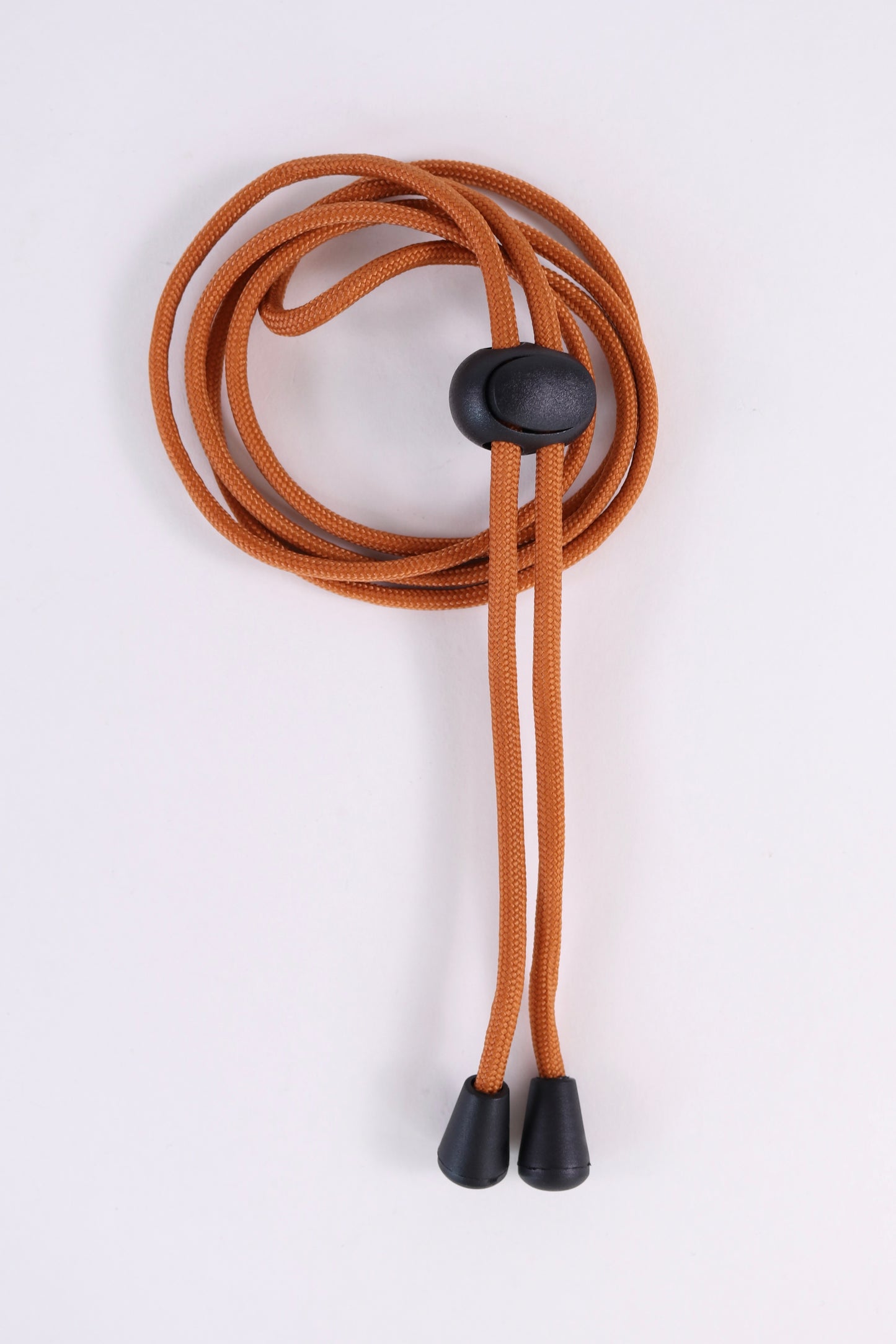 Brown lanyard with black ends on a white background